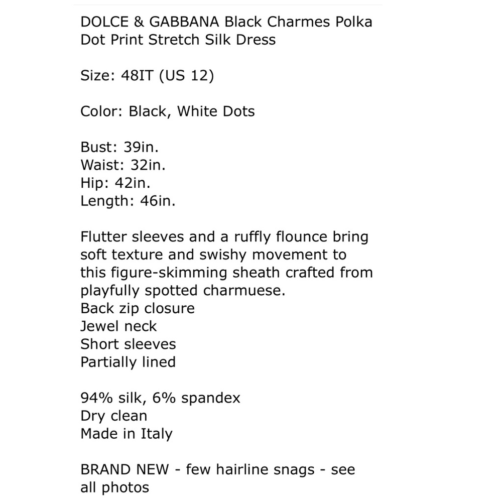 DOLCE & GABBANA Polka Dot Silk Fluted Dress 48 12 - Picture 13 of 13